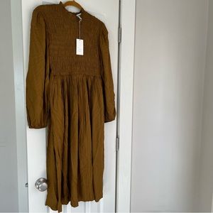 COPY - A New Day Balloon Sleeve Smocked Midi Dress Green Size Large